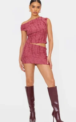 Cherry Red Distressed Asymmetric Top