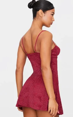 Cherry Red Lace Mini Shift Dress