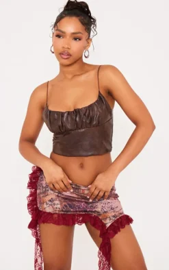 Cherry Red Leopard Print Lace Trim Mini Skirt