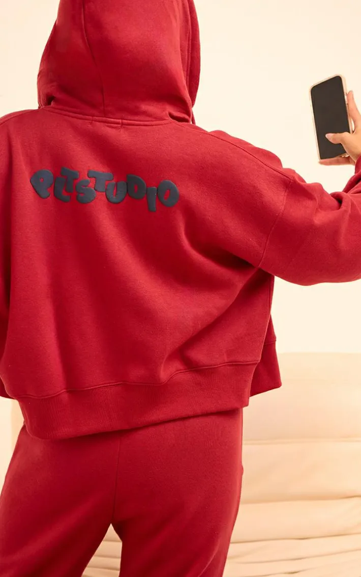 Cherry Red PLT Studio Archive Puff Print Zip Up Jacket