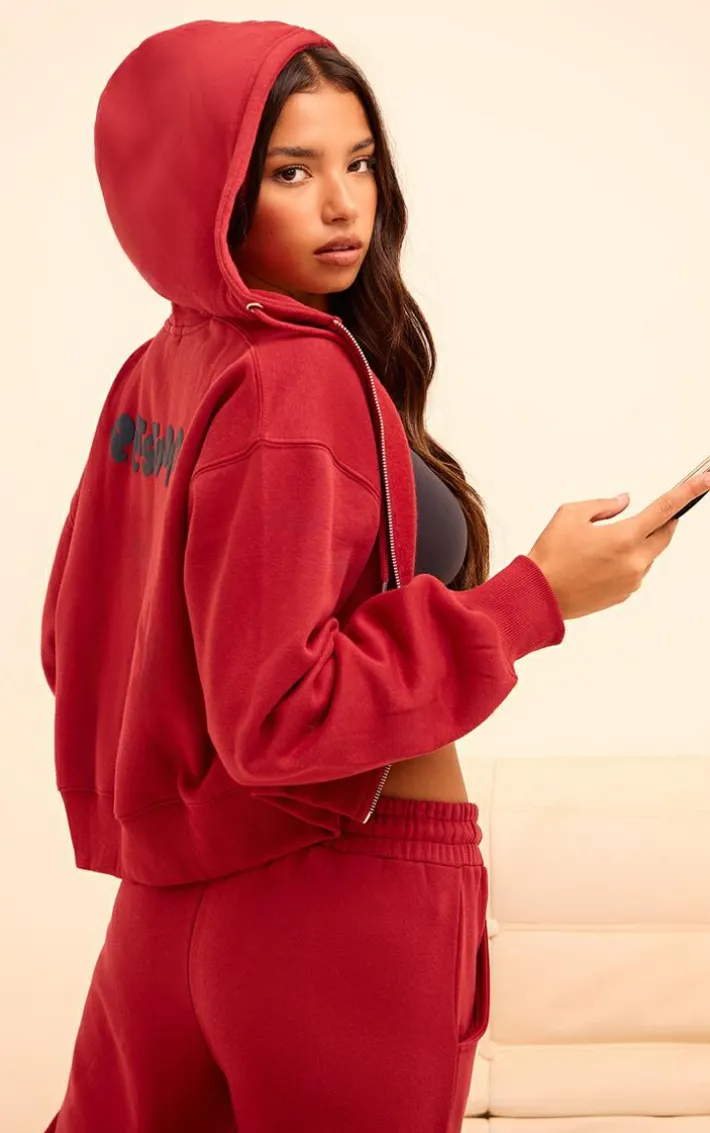 Cherry Red PLT Studio Archive Puff Print Zip Up Jacket