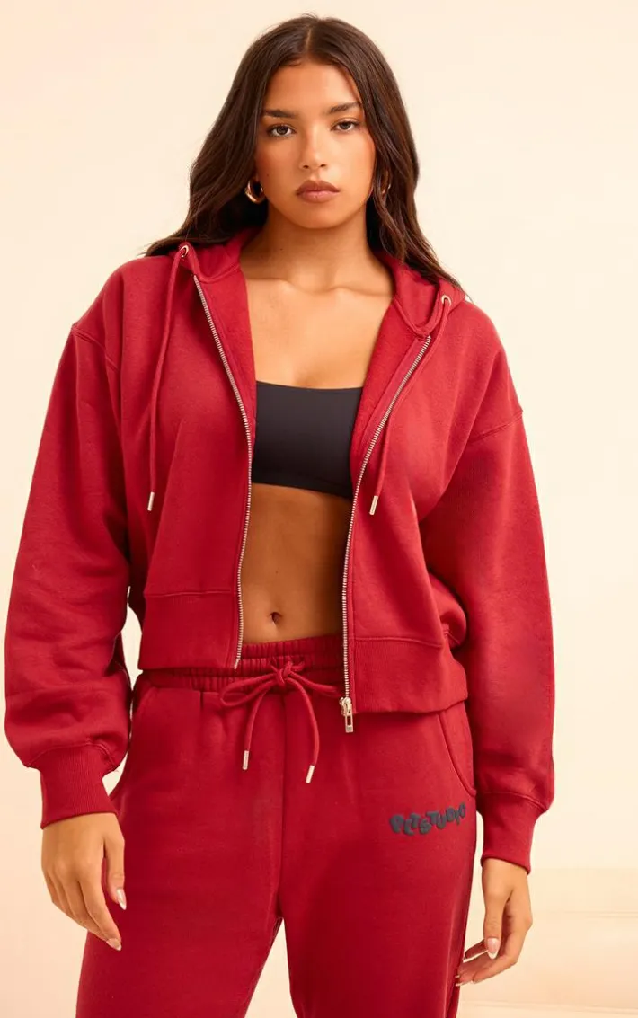 Cherry Red PLT Studio Archive Puff Print Zip Up Jacket