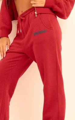 Cherry Red PLT Studio Archive Puff Print Drawstring Cuffed Sweatpants