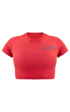 Cherry Red PLT Studio Archive Cotton Puff Print Crop Top