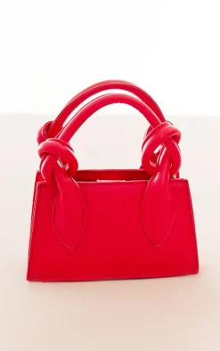 Cherry Red Pu Mini Knot Handle Grab Bag