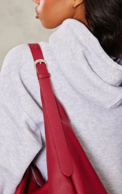 Cherry Red PU Slouchy Oversized Tote Bag