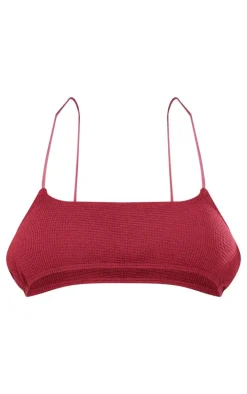Cherry Red Textured Micro Bikini Top