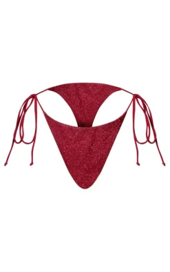 Cherry Red Tie Side Bikini Bottoms