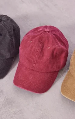 Cherry Red Washed Denim Cap