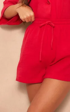 Cherry Red Woven Floaty Shorts