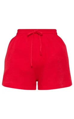 Cherry Red Woven Floaty Shorts
