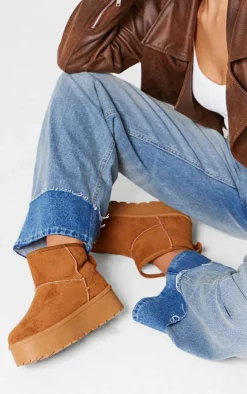 Chesnut Faux Suede Cleated Ankle Platform Boots