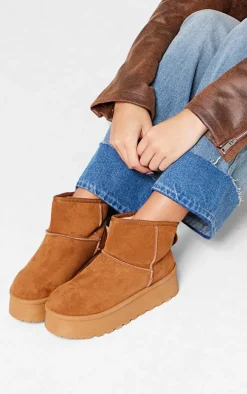 Chesnut Faux Suede Cleated Ankle Platform Boots