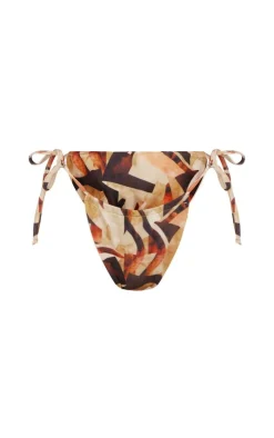 Chocolate Abstract Print Tie Side Bikini Bottoms