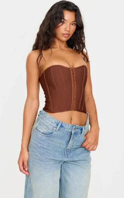 Chocolate Bandage Hook And Eye Structured Corset