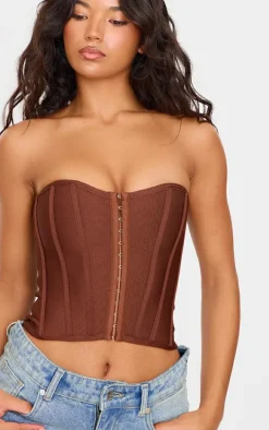 Chocolate Bandage Hook And Eye Structured Corset