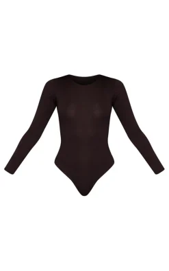 Chocolate Basic Long Sleeve Crew Neck Bodysuit