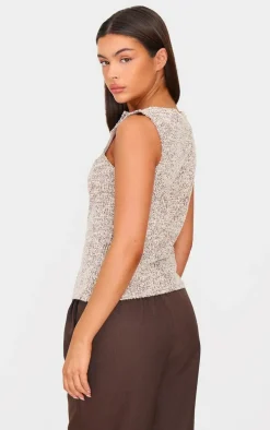 Chocolate Boucle Button Down Vest