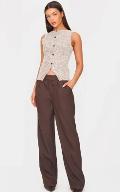 Chocolate Boucle Button Down Vest