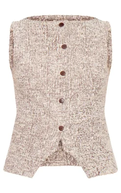 Chocolate Boucle Button Down Vest