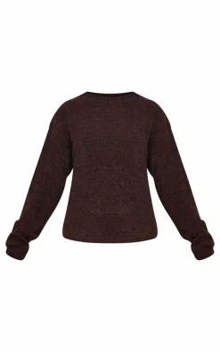 Chocolate Boucle Knit Oversized Sweater