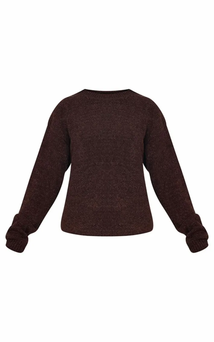 Chocolate Boucle Knit Oversized Sweater