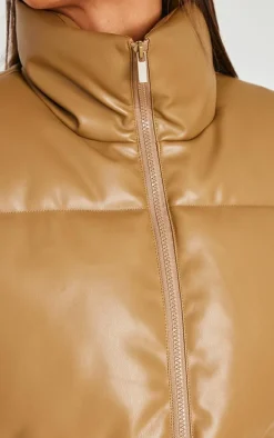 Chocolate Brown Faux Leather Drop Hem Vest