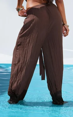 Chocolate Brown Linen Look Palazzo Beach Pants