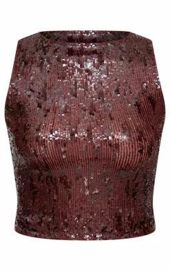 Chocolate Brown Sequin Long Top