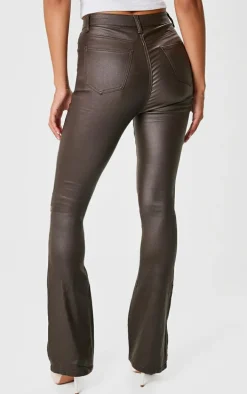 Chocolate Coated Denim Split Hem Flares