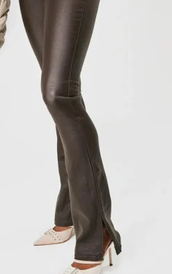 Chocolate Coated Denim Split Hem Flares