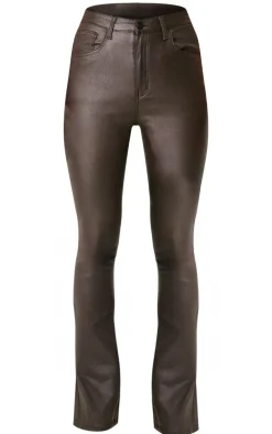 Chocolate Coated Denim Split Hem Flares