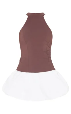 Chocolate Contrast Puffball Dress