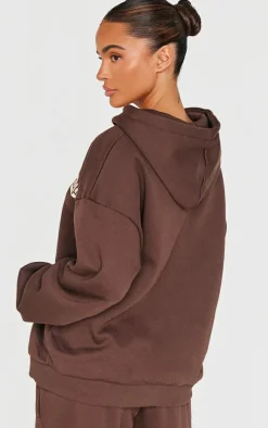 Chocolate Contrast Studio Archives Embroidered Zip Through Hoodie