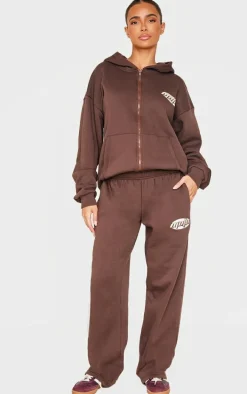 Chocolate Contrast Studio Archives Embroidered Wide Leg Sweatpants