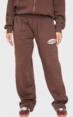 Chocolate Contrast Studio Archives Embroidered Wide Leg Sweatpants