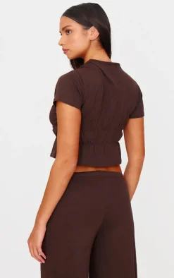 Chocolate Cotton Ruched Detail Crop Top