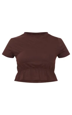 Chocolate Cotton Ruched Detail Crop Top