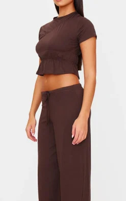 Chocolate Cotton Straight Leg Pants