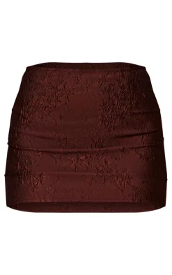 Chocolate Crinkle Jacquard Mini Skirt