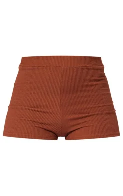 Chocolate Crinkle Rib Hotpants