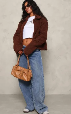 Chocolate Cropped Teddy Coat