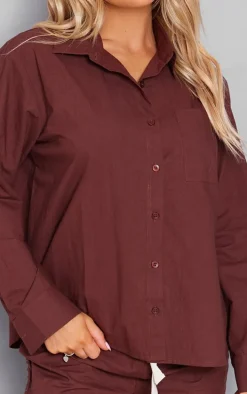 Chocolate Detail Long Sleeve Pajama Shirt