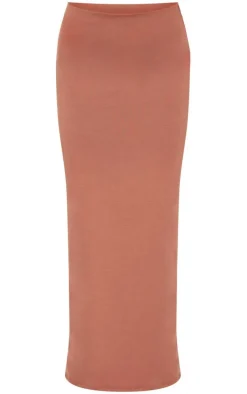 Chocolate Double Layer Contour Jersey Maxi Skirt