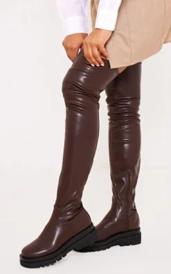 Chocolate Double Sole Over The Knee Boots