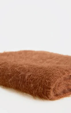 Chocolate Eyelash Knit Rib Scarf