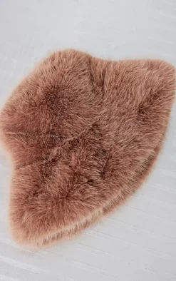 Chocolate Faux Fur Fluffy Bucket Hat