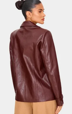 Chocolate Faux Leather Blazer