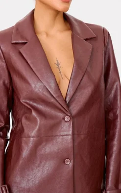 Chocolate Faux Leather Blazer