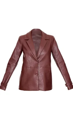 Chocolate Faux Leather Blazer